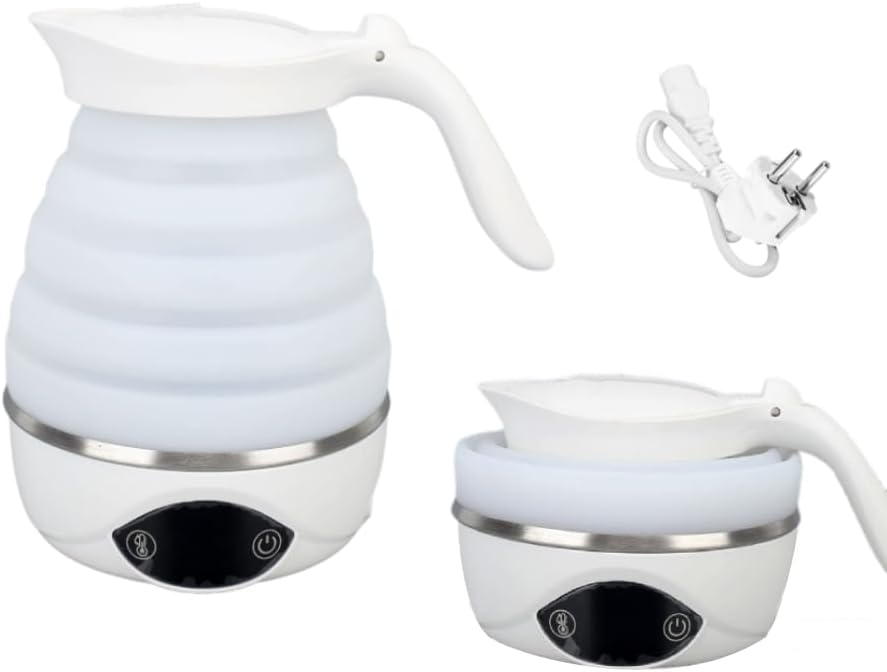 Foldable Electric Kettle, Portable Electric Water Pot Food Grade Silicone Travel Electric Kettle for Business Trip, Office, Hotel, Camping (US Plug)
