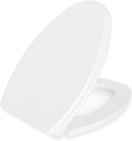Elongated(Oval) Toilet Seat, Quick-Attach Hardware Metal Hinges, Heavy Duty, Slow Soft and Quiet Close, Durable and Sturdy, Easy to clean, Fits Elongated(Oblong) Toilets, White(18.5″)
