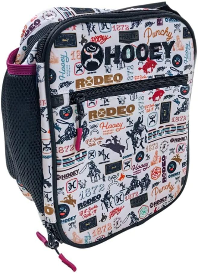 HOOEY Waterproof Liner Mesh Pockets Collapsible Lunch Box with Handle (Red/Cream)