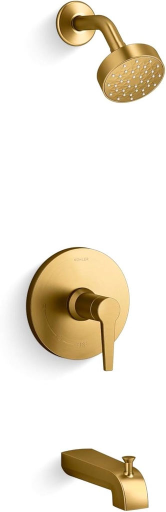 Kohler K-TS97074-4Y-2MB Pitch Rite-Temp Bath and Shower Trim Kit, 2.5 GPM, Vibrant Brushed Moderne Brass