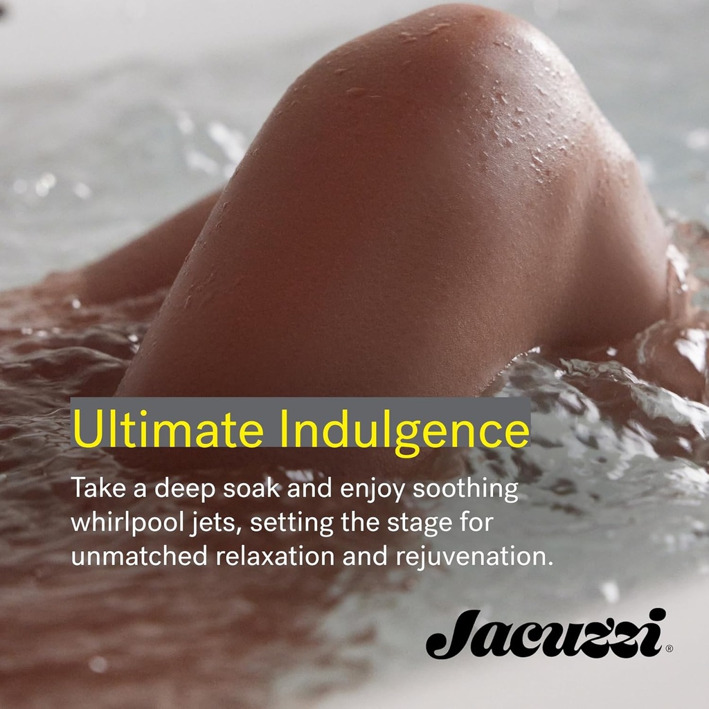 Jacuzzi SIGNATURE Acrylic Drop-In Bathtub, Jet Massage Tub, Slip Resistant, Left Drain Placement, 60" (L) x 42" (W), Oval In Rectangle, White