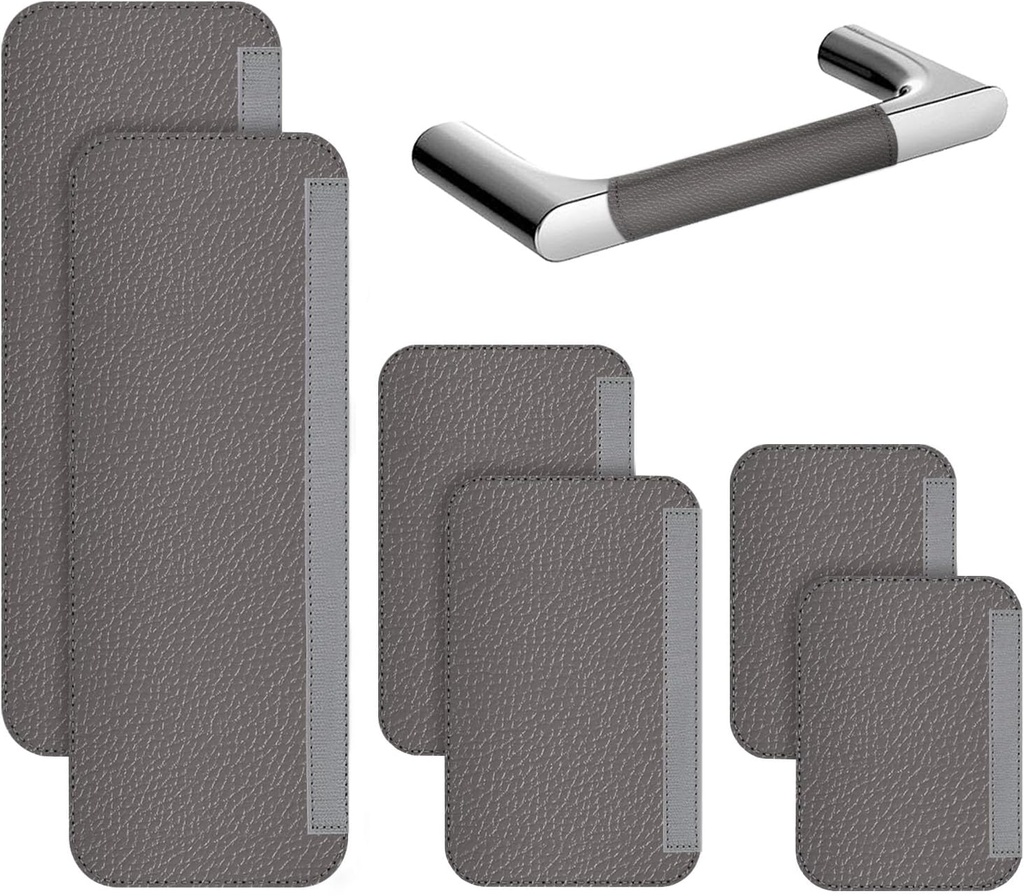 Refrigerator Handle Covers 3 Sets of 6, Adjustable Non Slip Fridge Door Handle Cover Protector, Appliance Handle Covers for Microwave Dishwasher Cabinet Accessories (Grey)