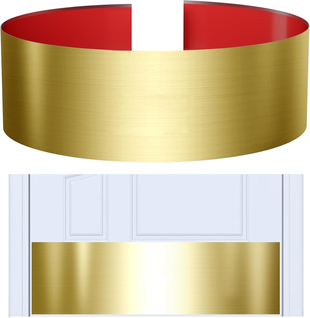 Stainless Steel Door Kick Plate, 6" x 30" Door Push Plate, Self Adhesive Kickplate for 32" Doors Interior or Exterior (Brushed Gold)