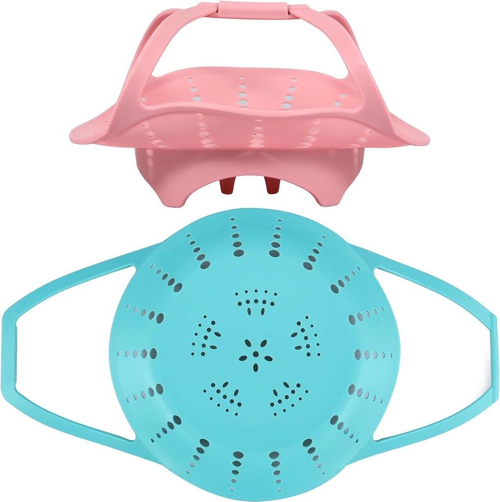 2 Pcs Silicone Steamer Basket, Pan Steamer Insert, Nonstick Vegetable Food Basket with Handle and Strong Feets, Pressure Cooker Accessories, Dishwasher Safe