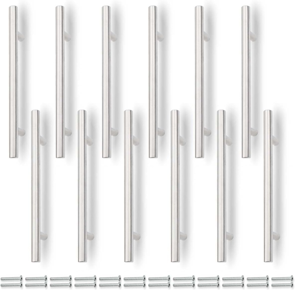 SANATO 12 Pcs 8 Inch (5 Inch Hole Center) Brushed Nickel Cabnet Pulls Kitchen Cabinet Handles, Made of Stainless Steel, Ideal for Cabnet, Drawer, Cupboard