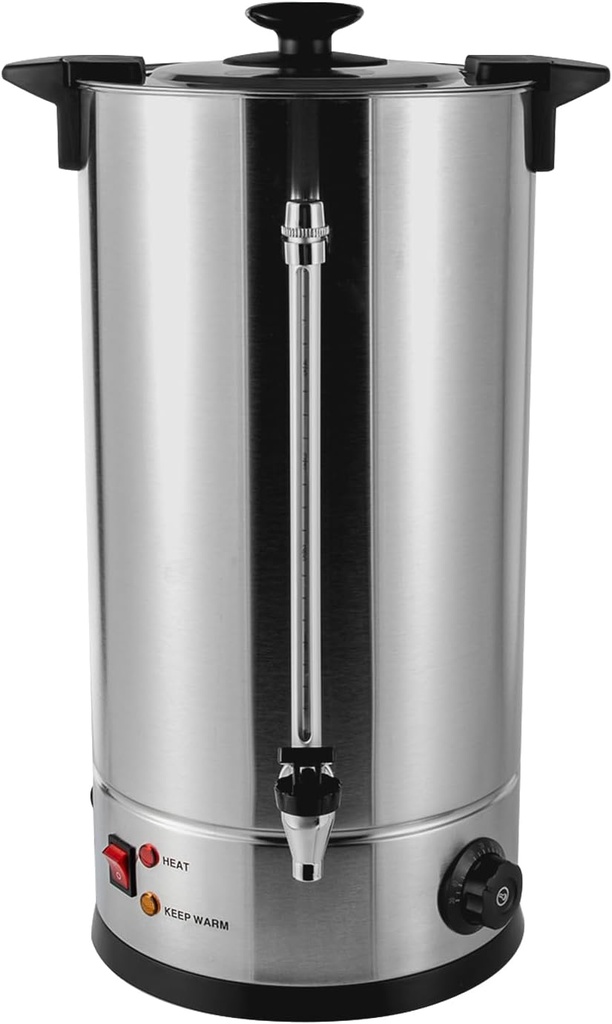Commercial Coffee Maker, 25L/6.6gal Stainless Steel Coffee Urn 1.4KW Coffee Maker Electric Hot Water Urn for Home Party Office Wedding Double-Layer Insulation Visual Coffee Level Indicator