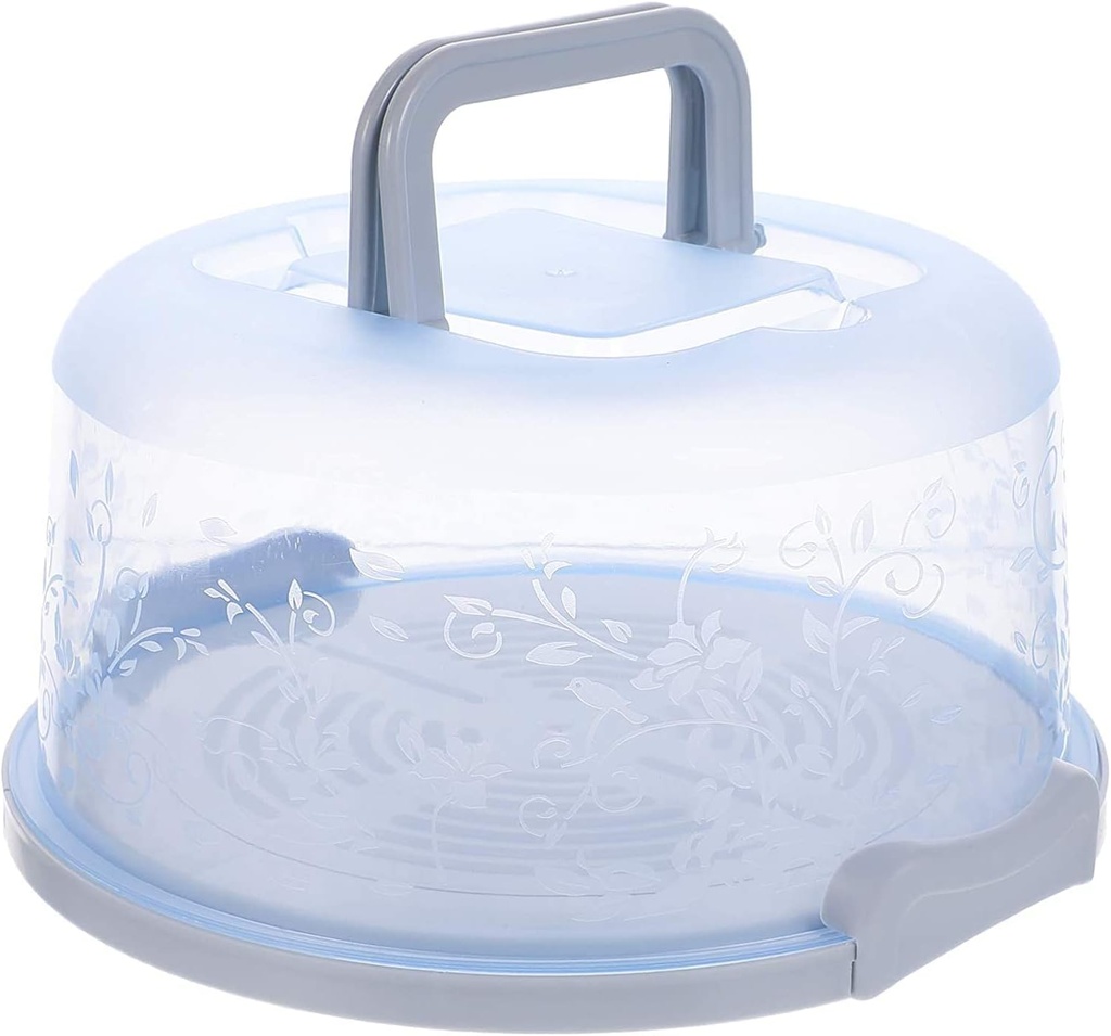 Cake Carrier/Storage Container With Lid and Handle, Round Cupcake Keeper Cheesecake Carrier, Cake Holder for Transport Cakes, Pies, or Other Desserts (Blue, 26 * 22 * 12.5cm)
