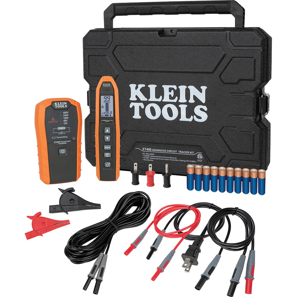 Klein Tools ET450 Advanced Underground Circuit Breaker Finder and Wire Tracer Kit for Energized and Non-Energized Breakers, Fuses, and Wires