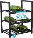 BIRDROCK HOME Wine Rack - Free Standing Stand - Forged Aluminum Metal - Kitchen Countertop - Black - Vertical Shelf Storage Cabinet - Holder (9 Bottle)