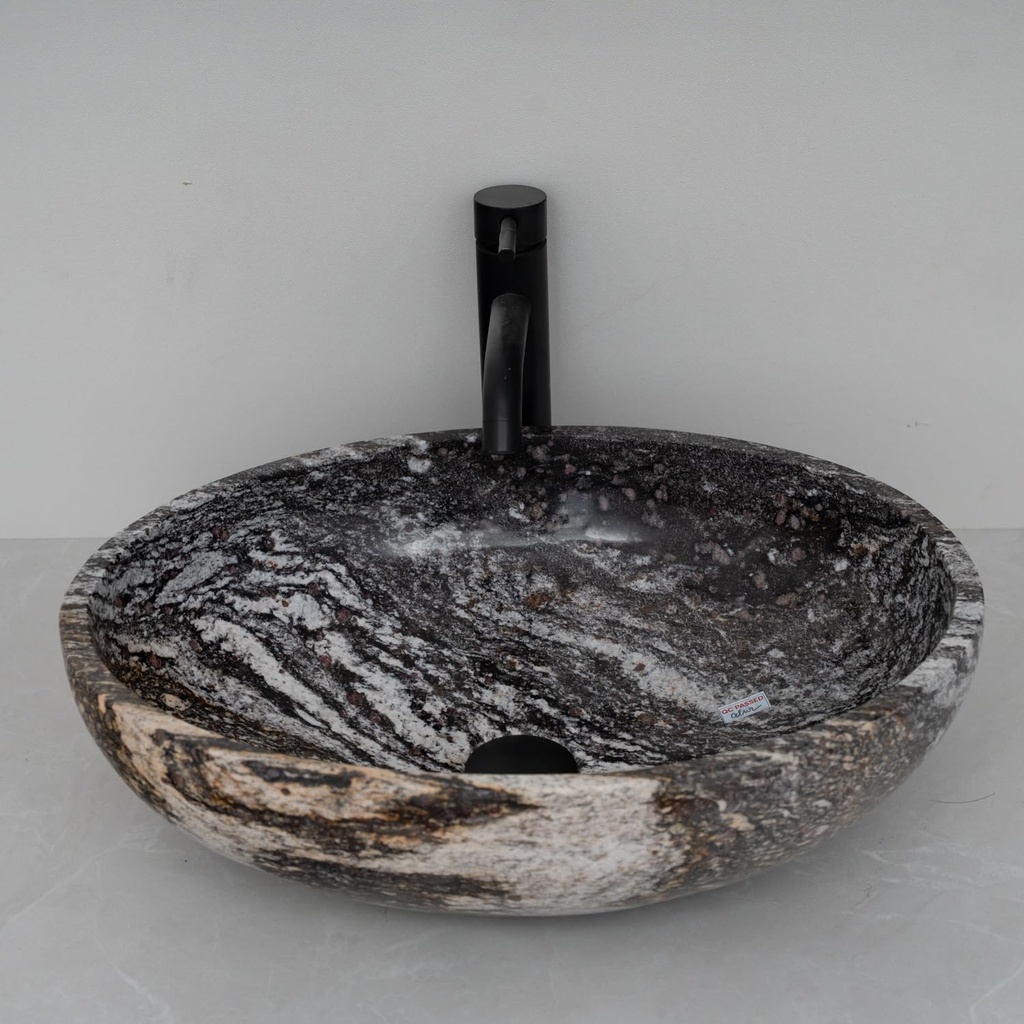 One-of-a-Kind River Stone Vessel Sink – Handcrafted Natural Sink – Elegant Oval Sink for Luxury Bathrooms – Unique and Rare Stone, Choose Your Design Under 'Color' Options, White Veins