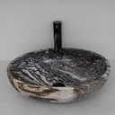 One-of-a-Kind River Stone Vessel Sink – Handcrafted Natural Sink – Elegant Oval Sink for Luxury Bathrooms – Unique and Rare Stone, Choose Your Design Under 'Color' Options, White Veins