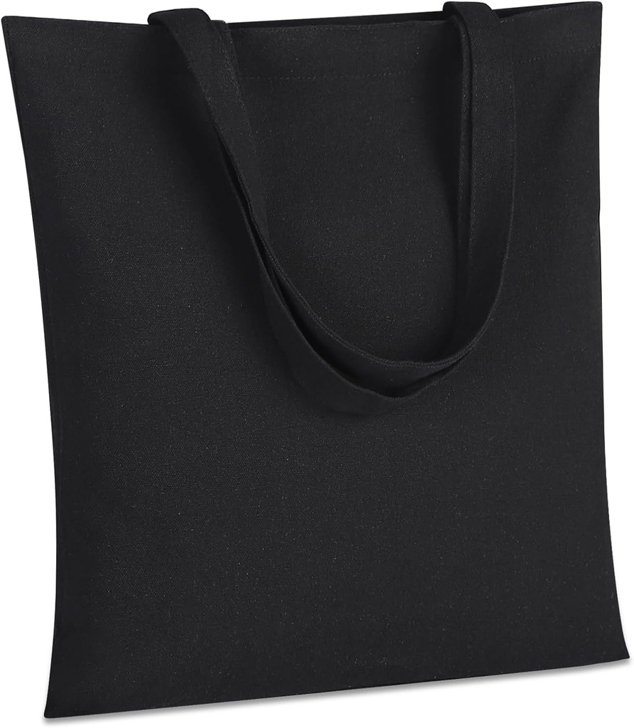 2 | 4 | 6 | 7 | 14 | 18 Pcs Canvas Tote Bags, Natural Color Tote Bags 15 x 16 inch Sustainable Eco Friendly reusable, for Grocery Bags, DIY Gift Bags, Shopping Bags (2 Pcs Black)
