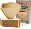 130 Count #4 Cone Coffee Filters 8-12 Cup, Unbleached Natural Paper, Disposable coffee filters 4 cone paper, Filters Paper Compatible with Ninja Coffee Filters, Pour Over and Drip Coffee Maker
