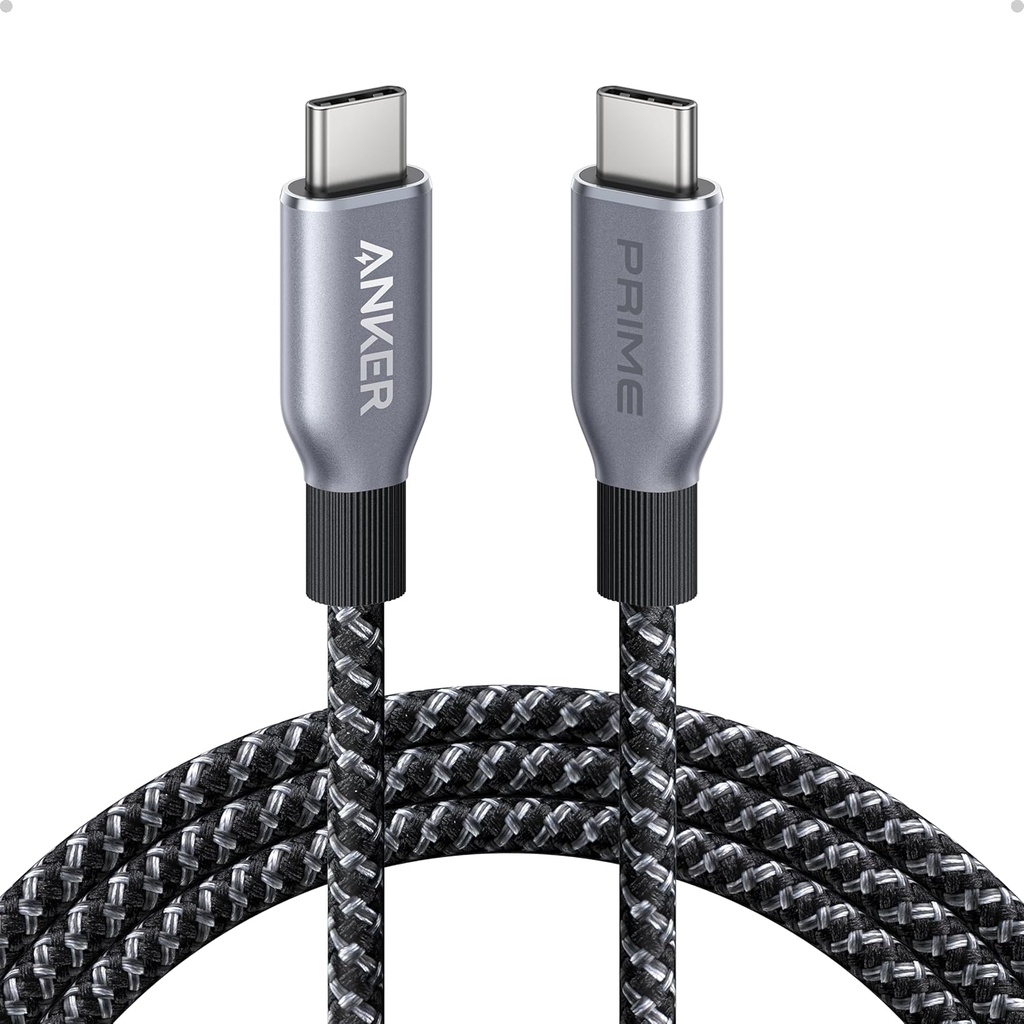 Anker Prime USB C to USB C Cable, 240W Fast Charging Cord, Upcycled-Braided Nylon with 100-Year Bend Durability for iPhone 17 Series, MacBook, Galaxy S24(6 FT)