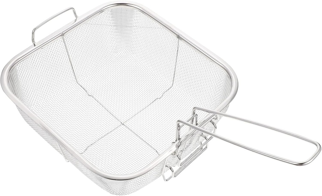 Cabilock Deep Fry Basket for Frying Serving Food, Stainless Steel Wire Chip Fryer Basket Mesh Strainer Filter for Pot Mini Fish Fry Fryer Strainer with Long Handle Cooking Tool