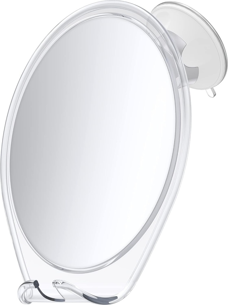 HONEYBULL Fogless Shower Mirror with Suction Mount & Swivel – Anti-Fog Acrylic Bathroom Mirror for Shaving – Built-in Razor Holder, Easy Install, Home Shower Accessory (White)