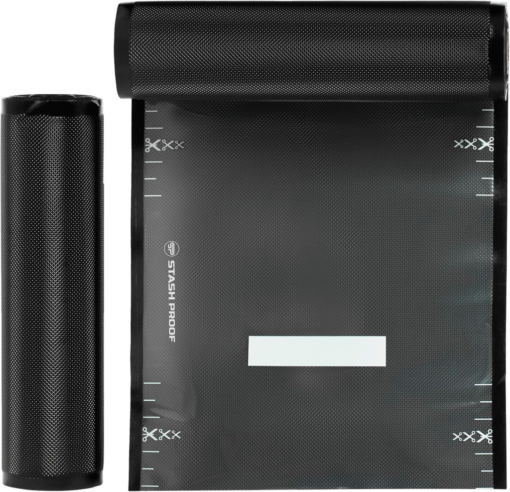 Vacuum Seal Rolls 11" x 25' 2 Pack (50 Feet Total) (Black and Clear) 5.5 Mil - BPA Free Commerical Grade Food Saver for Storage, Sous Vide, and Meal Prep Sealer Bag