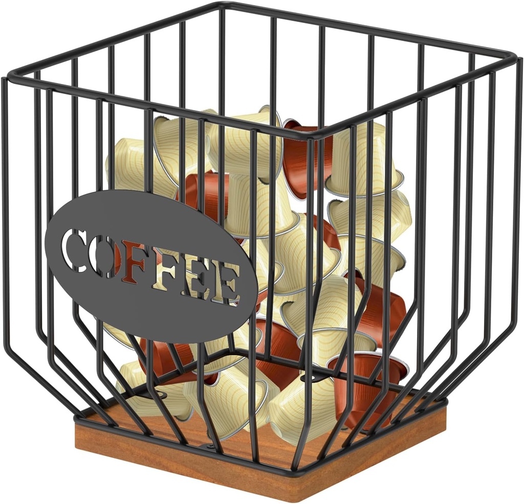 Coffee Pod Holder, Solid Coffee Pod Storage Basket for Counter Small Space, Large Capacity Coffee Station Organizer, Coffee Bar Accessories