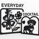 Decorative Napkin Holder for Kitchen & Dining Table – 2 Pack Metal Napkin Holders for Everyday & Cocktail Napkins – Floral & Dog Design – Anti-Scratch Slip-Resistant Paper Napkin Dispenser