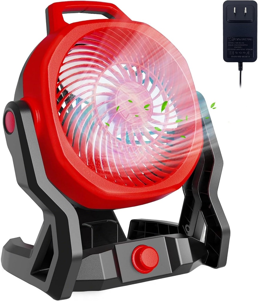 Battery Powered Fan for Milwaukee M18 18V Battery with AC Adapter, Up to 650 CFM High Velocity Cordless Fan, Low Noise 30dB, Variable Speed Portable Fans for Jobsite Camping Garage (No Battery)