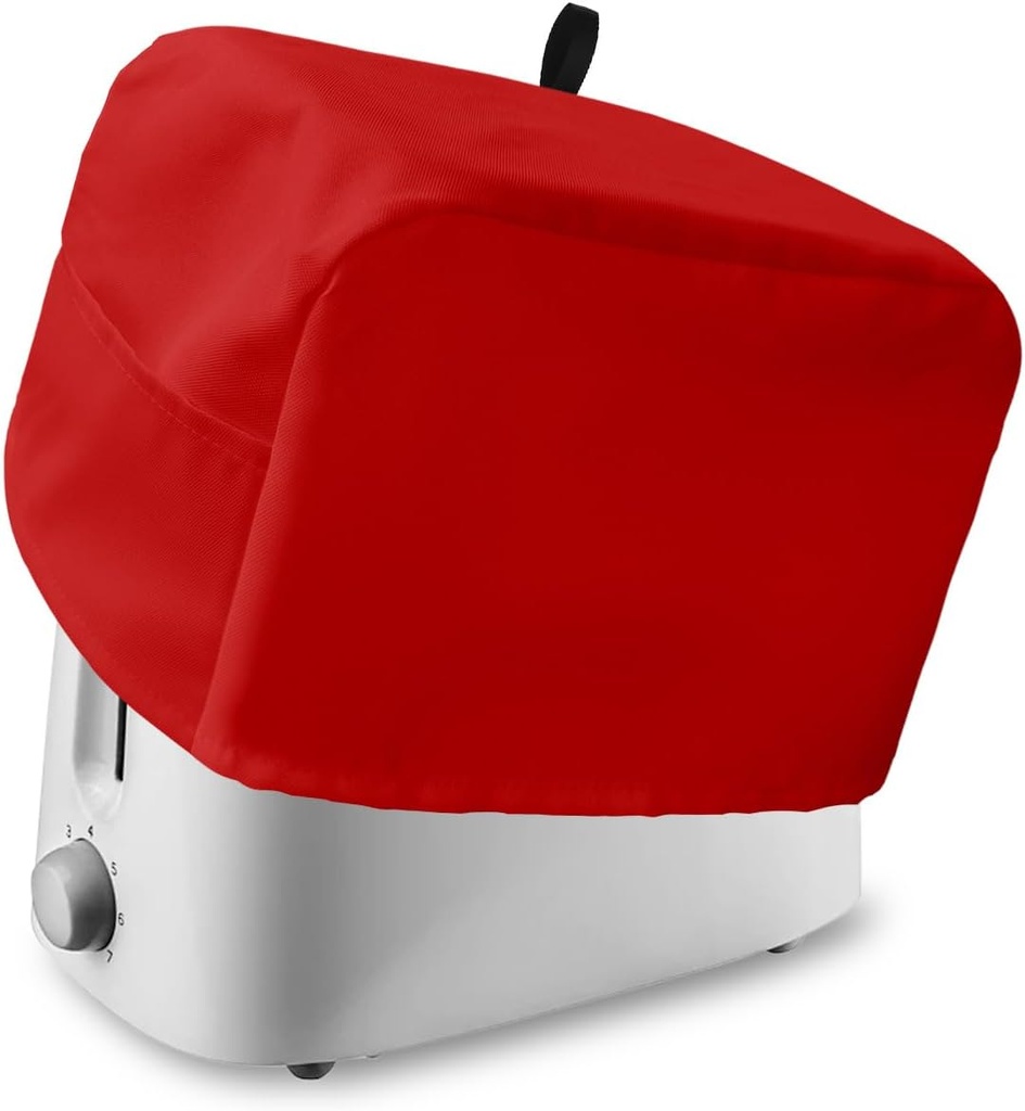 Toaster Cover 2 Slice, Solid Color Christmas Red Bread Maker Cover Toaster Dust Cover with Pockets, Dust-Proof Cover for Kitchen Small Appliance 12x7.5x8in