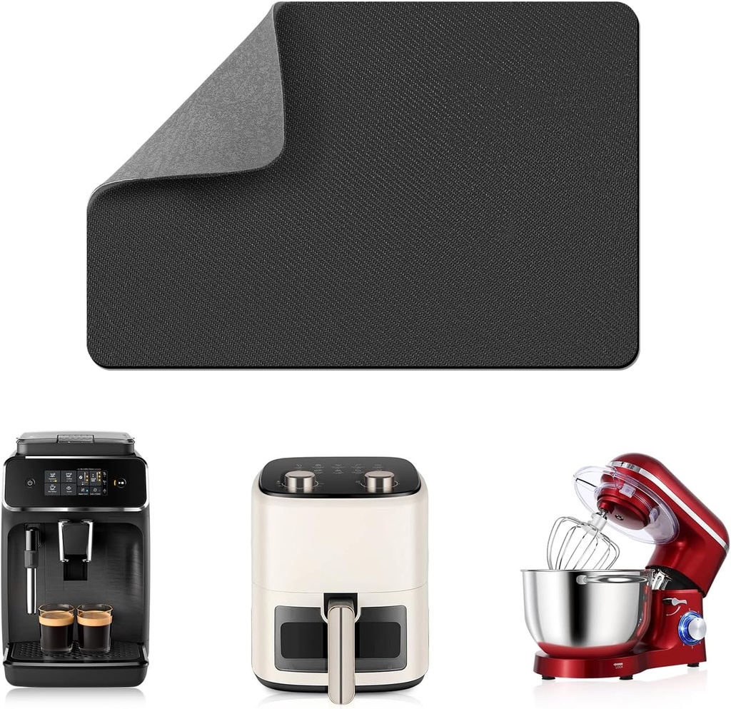 LOPNUR 14"x10" Small Appliance Slider, Appliance Sliders for Kitchen Appliances, 360° Rotating Sliding Tray for Coffee Maker, Heat Resistant Mat Cut to Fit Stand Mixer Air Fryer Microwave, Gray