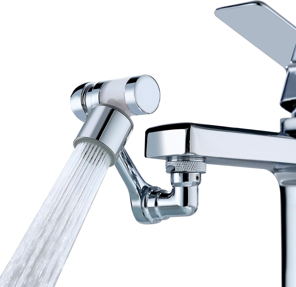 1080°Swivel Faucet Extender with Filter, Sink Water Faucet Aerator Extension in Brass, Swivel Robotic Arm Bathroom Faucet Extender, Kitchen Rotating Extension with 2 Mode Splash
