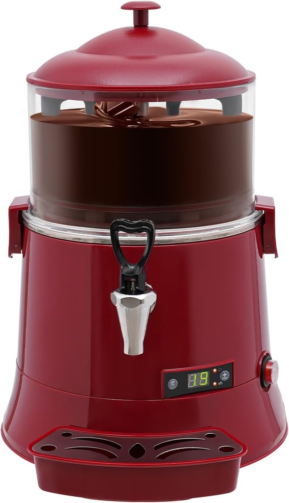 5L Commercial Hot Chocolate Machine 400w Drinking Hot Chocolate Dispenser Temperature Control 86-194℉ Hot Beverage Dispenser Temperature Control System for Milk, Soy Milk, Tea (Red)