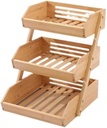Fruit Basket Bamboo 3 layer drainage rack, Double-layer Assembled fruit tray, three-layer kitchen Vegetables Bread Snacks Storage Rack (3 layer)