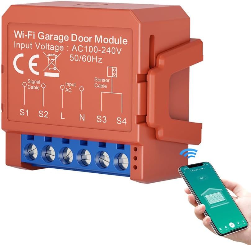 Smart Garage Door Opener | Space-Saving WiFi Hub with Alexa & Google Home Control | Real-Time Door Alerts, Enhanced Security | Mini Design, Easy Install | Upgraded Model