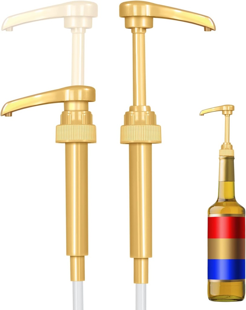 2 Pack Fresh Finest Coffee Syrup Pump Dispenser, Syrup Pump is Compatible with Torani, Davinci, Jordans Skinny Syrups, Fits 25.4 Oz/750 ML Bottles, for Coffee Syrups, Teas, Snow Cones, Smoothies