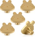 5 Pack Solid Brass Cartoon Rabbit Cabinet knob, Children's Dressing Table, Desk, Bookshelf, Drawer, Wardrobe, Gold Single Hole Handle