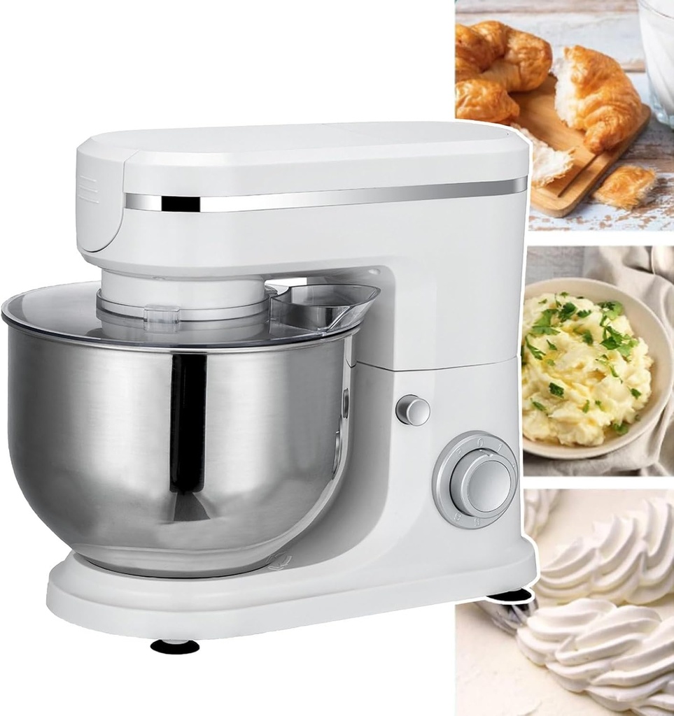 Electric Kitchen Food Stand Mixer, with Stainless Steel Bowl, Eggbeater, Dough Hook & Whisk, Cream Whipping Machine, for Dessert Shops, Bakeries