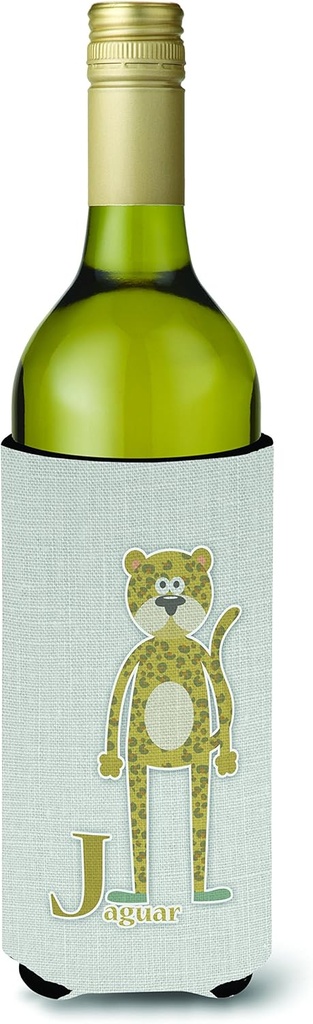 Caroline's Treasures BB5735LITERK Alphabet J for Jaguar Wine Bottle Hugger Bottle Cooler Sleeve Hugger Machine Washable Collapsible Insulator Beverage Insulated Holder
