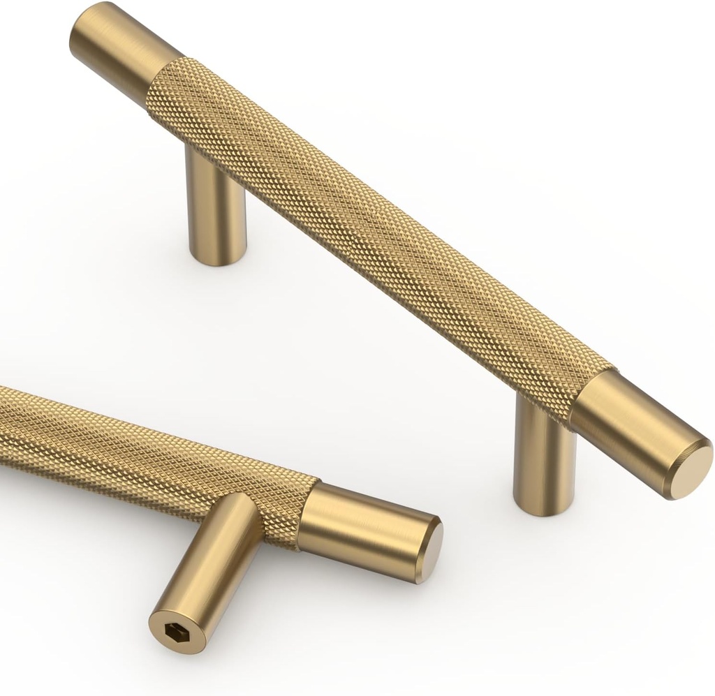 Asidrama 10 Pack 3 Inch(76mm) Champagne Bronze Knurled Kitchen Cabinet Handles, Cabinet Pulls Kitchen Cabinet Hardware for Cupboard Drawer Pulls
