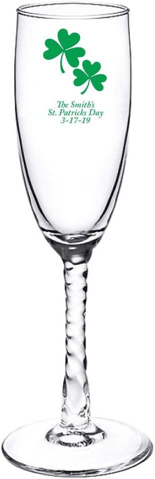 Personalized Color Printed Tall Shot Glass - Two Shamrocks - Gold - 12 pack