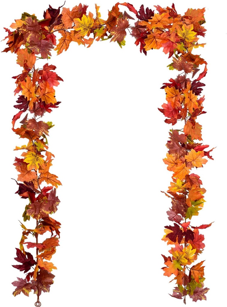 DearHouse 2 Pack Fall Garland Maple Leaf, 5.9Ft/Piece 7 Colors Hanging Vine Garland Artificial Autumn Foliage Garland Thanksgiving Decor for Home Wedding Fireplace Party Christmas