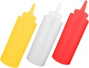 3pcs Squeeze Bottles for Sauces Plastic Condiment Dispenser Wide Mouth Food-Grade Kitchen Squeeze Holder for Ketchup Salad Dressing