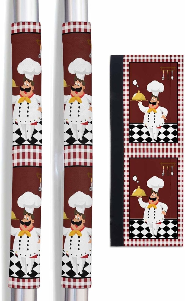 Refrigerator Door Handle Covers, Kitchen Chef Food Cartoon Washable Fridge Door Handle Protector for Microwave Ovens Dishwasher, Keep Appliance Clean from Smudges, Drips, Oil