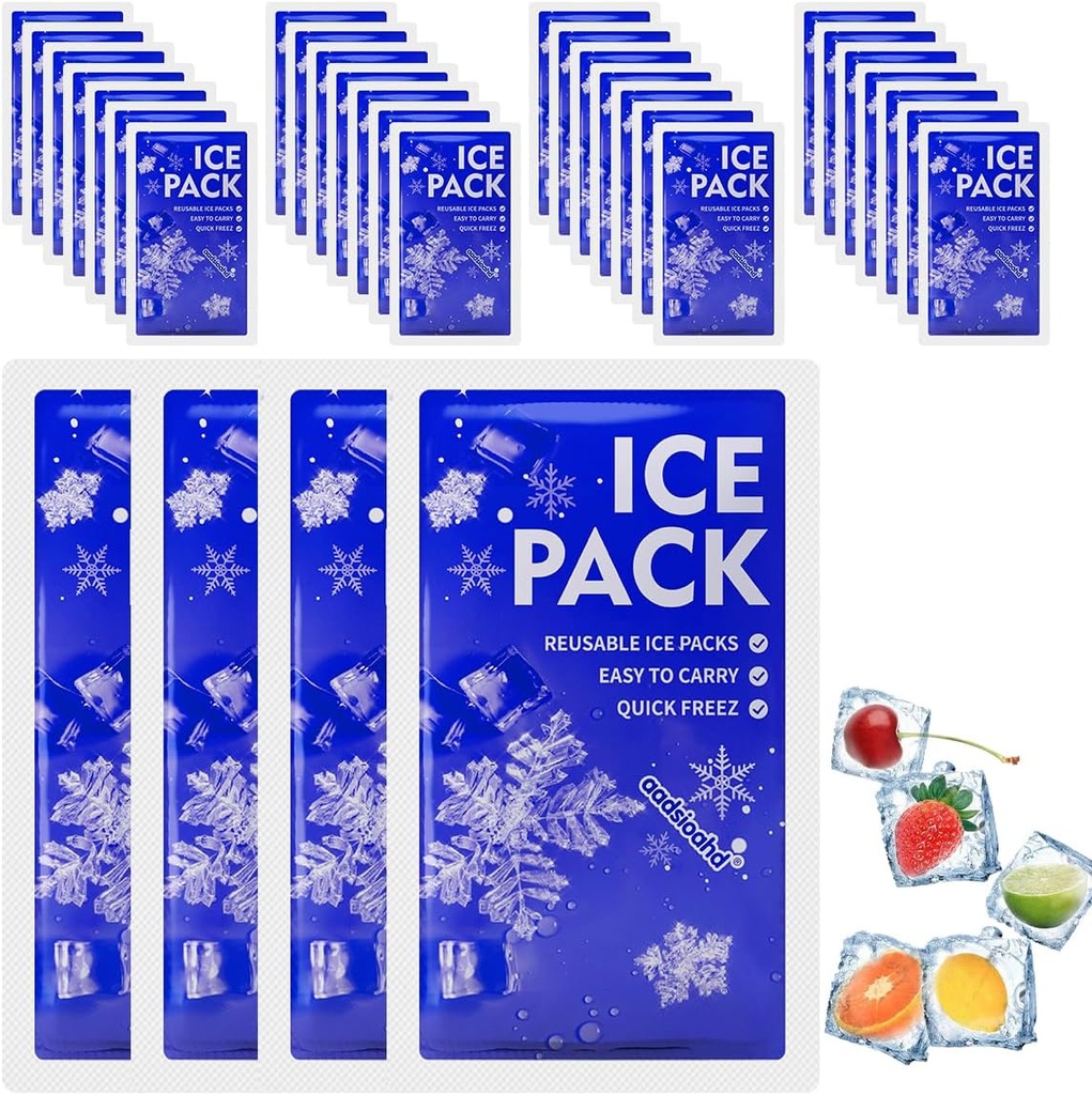 Dry Ice Packs for Shipping,Ice Packs for Lunch Boxes & Coolers,4.3x7.3in Long-Lasting Water Absorption Cold Packs,Food & Drinks Cooler Packs for Insulated Bags, Picnic, Travel,Camping