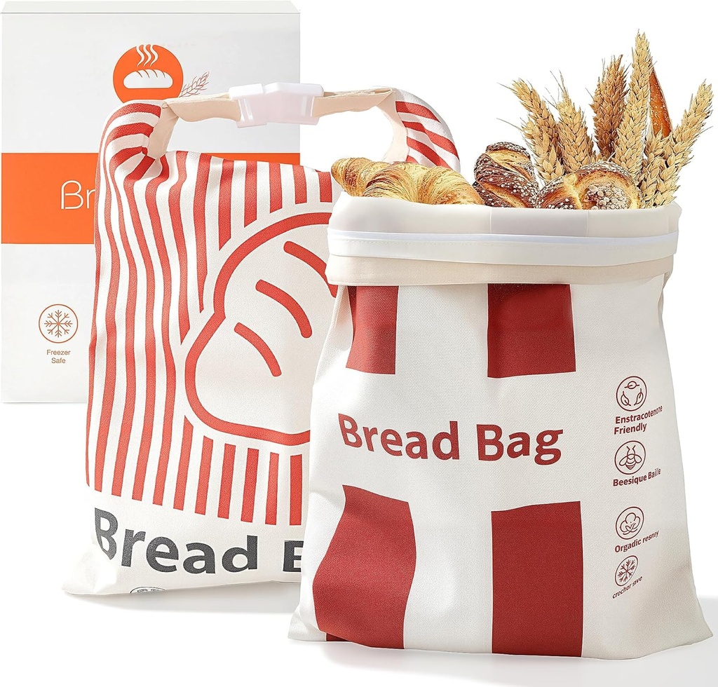 Beeswax Bread Bag - Used For Homemade Sourdough Bread. Reusable And Easy To Clean, 2 Packs Of 17x13 Inches, Cotton Storage Bread Bag, Can Be Frozen And Kept Fresh For Several Days