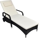 Lounge Chairs for Outside Outdoor daybed Patio Pool Furniture Sun Lounger with Cushion & Wheels Poly Rattan Black Suitable for Beach, Poolside and Patio