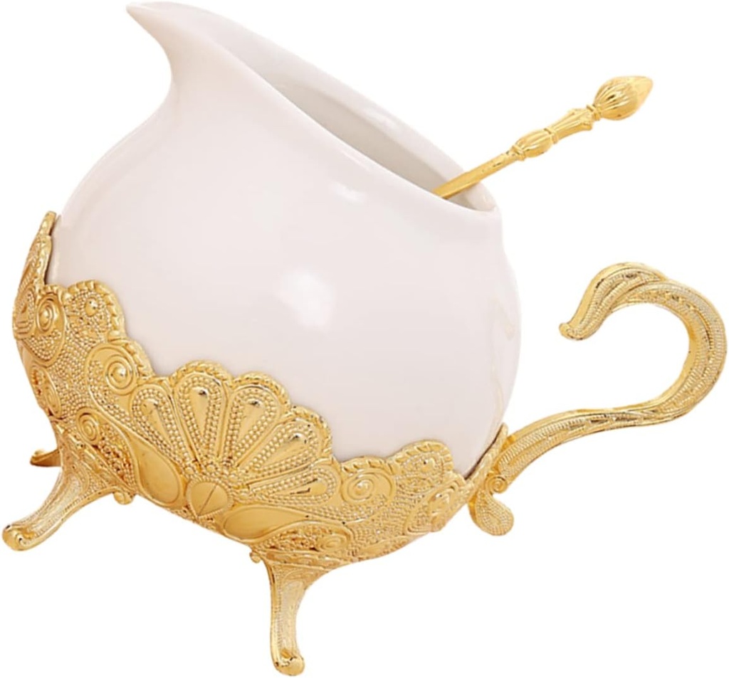 Cabilock Ceramic Canister Condiment Jar Metal Lid Sugar Bowl Seasoning Jars Decorative