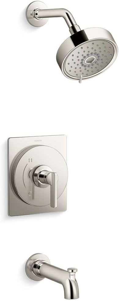 Kohler KTS35917-4Y-SN Castia by Studio McGee Tub and Shower Trim Package with Tub Spout Diverter and 2.5 GPM Single Function Shower Head with MasterClean Sprayface Vibrant Polished Nickel