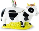 Whimsical Cow and Rooster Ceramic Cookie Jar,Ceramic Candy Jar With Lid,Airtight Food Storage Container for Kitchen Counter,Decorative Canister for Candy,Cookies,Flour,Unique Housewarming Gift Idea