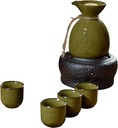 Ceramic Sake Set,Sake Set 6 Piece Set Ceramic Sake Cup Set,Tasteless Not Fade, Craft,E