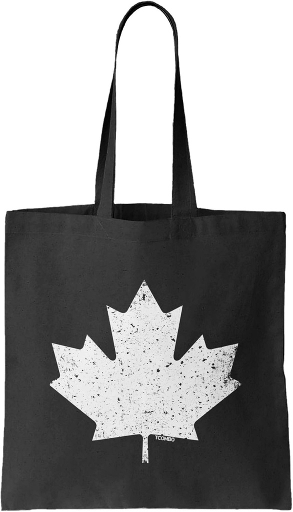 Canadian Maple Leaf - Canada Pride Reusable Grocery Tote Bag (Black)