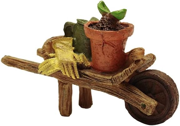 Treasure Gurus Miniature Outdoor Garden Wheelbarrow Hand Tools Fairy Dollhouse Yard Decor Accessory