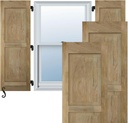 18"W x 60"H Americraft Two Equal Raised Panel Exterior Real Wood Shutters (Per Pair), Unfinished