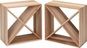 Set of 2 24 Bottle Wine Rack, Wine Storage Cube for Bar Kitchen Cellar, Wood Crate in Natural